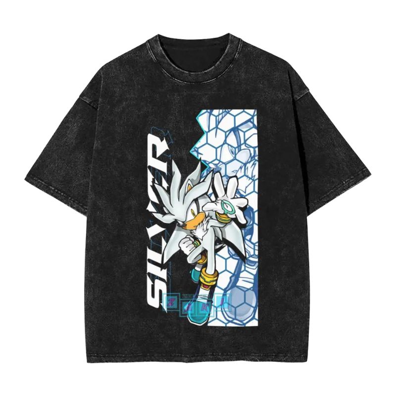 Silver the Hedgehog Character Printed T-Shirt