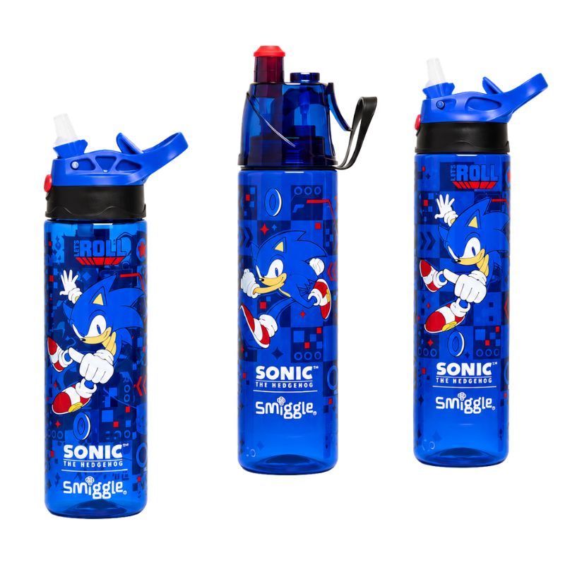 Sonic the Hedgehog Plastic Water Bottle with Flip Top Lid – Sonic x Smiggle