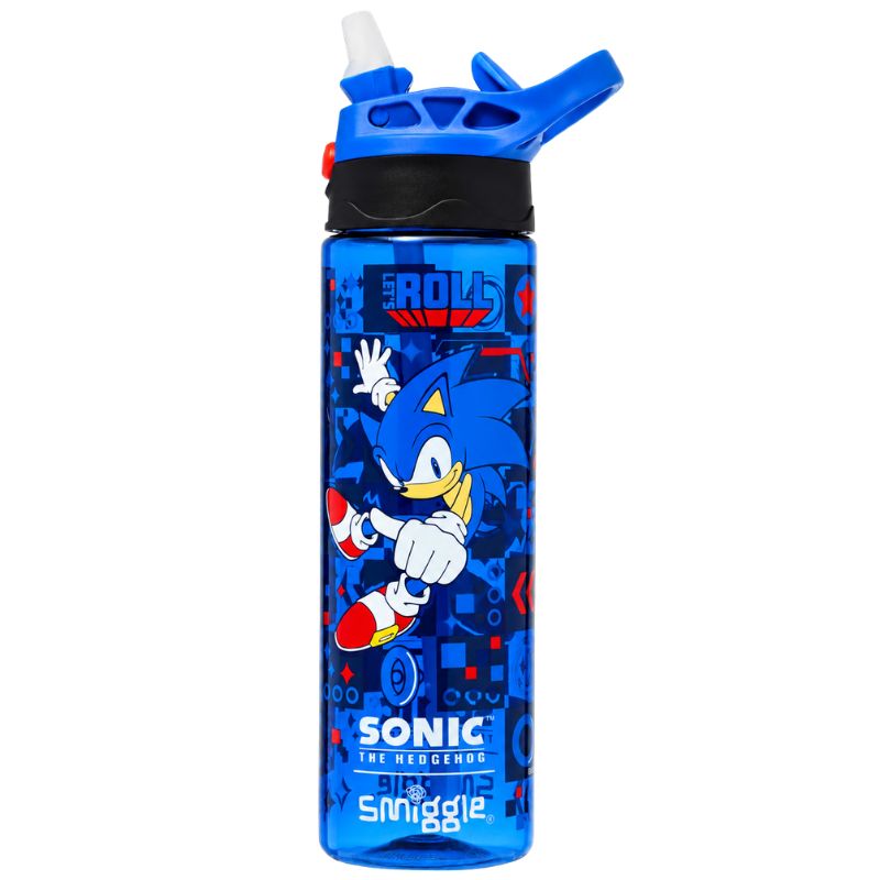 Sonic the Hedgehog Plastic Water Bottle with Flip Top Lid – Sonic x Smiggle